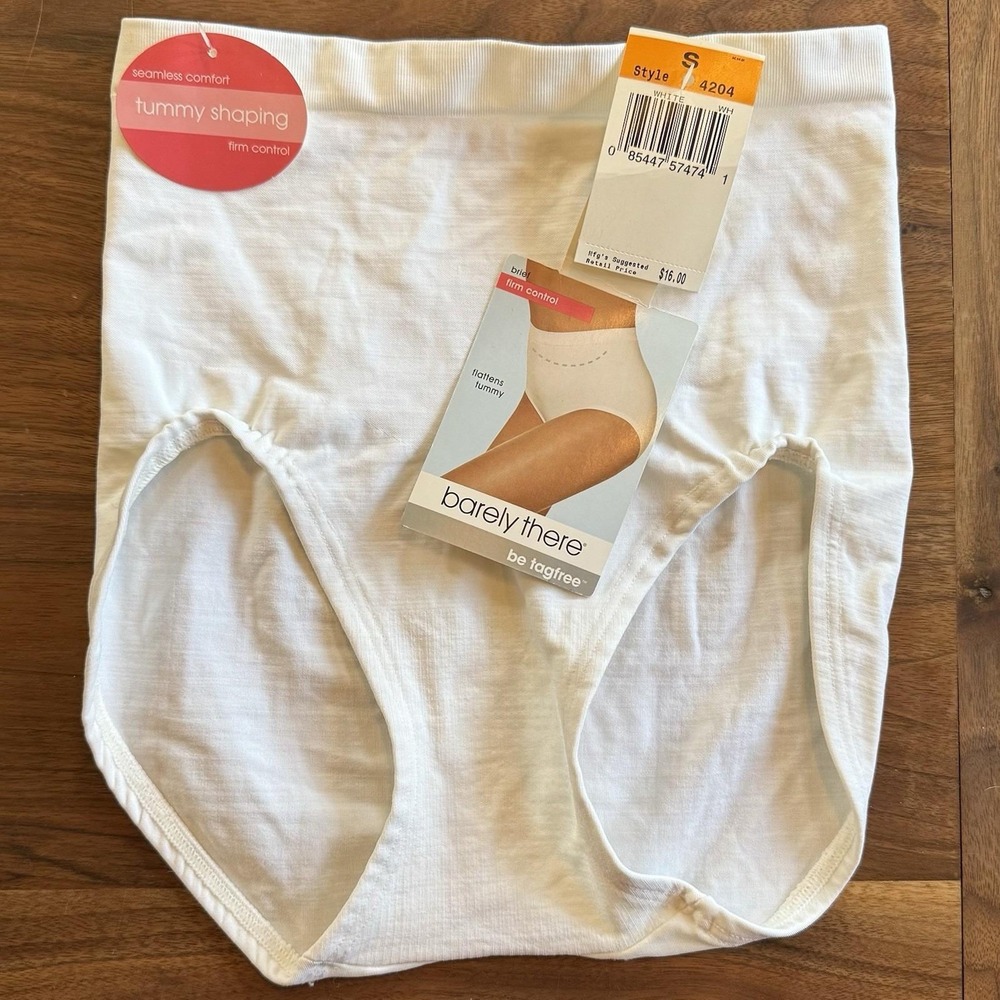 NWT! Vintage Y2K Barely‎ There White 4204 Firm Control Tummy Shaping Brief Sz S